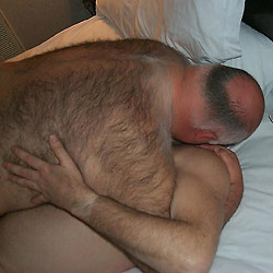 Amateur bear at a swinger sex party